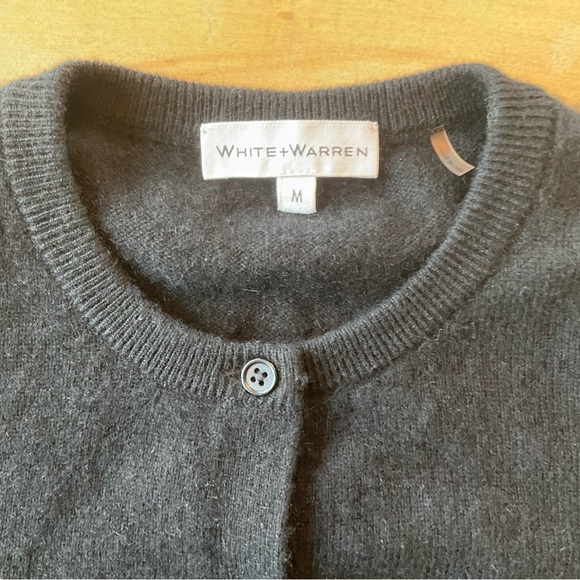 White + Warren Black Cardigan 100% Cashmere Sweater - Picture 4 of 13